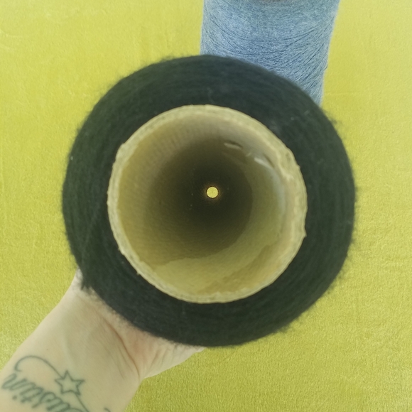 Vintage Lot Of 2 Large Thread Sewing Cones Blue/Black Vtg Craft Room Decor - Picture 3 of 7